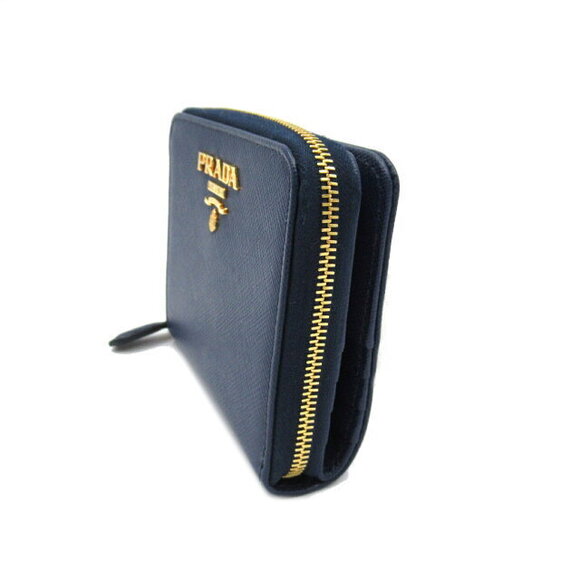 Prada Compact Round Wallet Saffiano Leather Blue - Picture 3 of 10